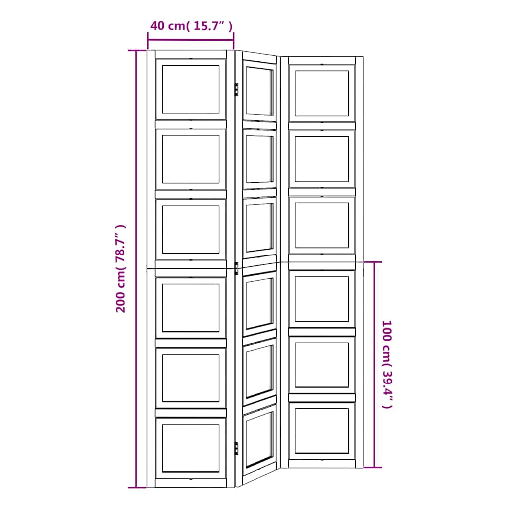 Elegant White Solid Wood 3-Panel Room Divider - Paulownia Wood