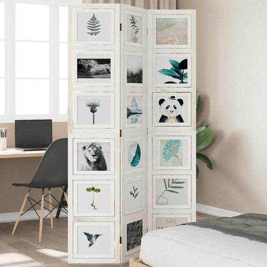 Elegant White Solid Wood 3-Panel Room Divider - Paulownia Wood