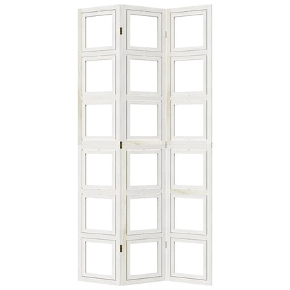 3-Panel White Solid Wood Room Divider | Paulownia Material