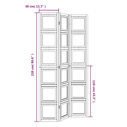 3-Panel White Solid Wood Room Divider | Paulownia Material