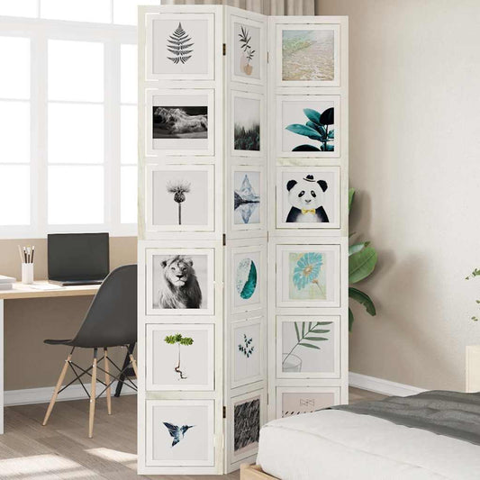3-Panel White Solid Wood Room Divider | Paulownia Material