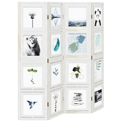 Solid Wood 4-Panel Room Divider, White Paulownia, Elegant & Versatile