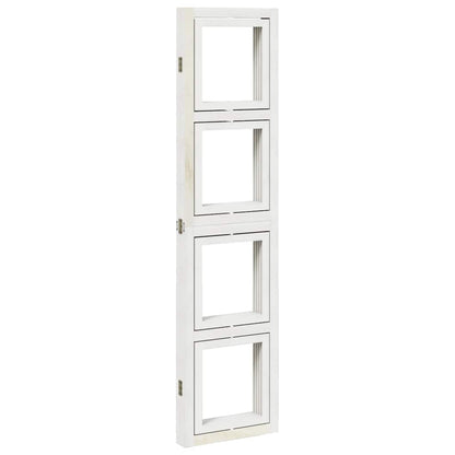 Solid Wood 4-Panel Room Divider, White Paulownia, Elegant & Versatile