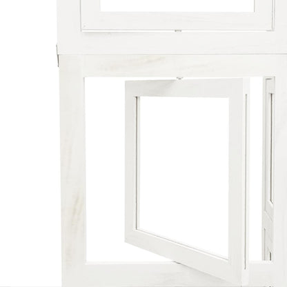 White Solid Wood 4-Panel Room Divider - Paulownia Privacy Screen