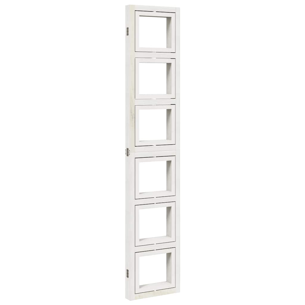 White Solid Wood Room Divider, 4 Panels, Paulownia Wood Design