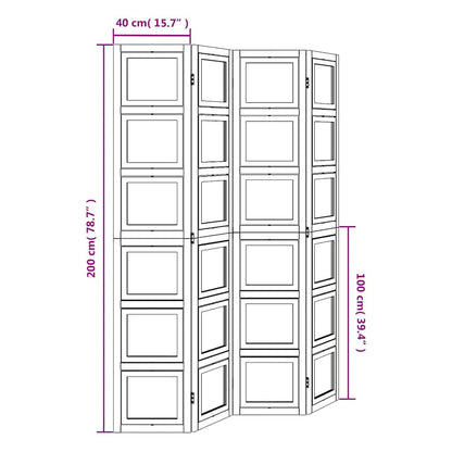 White Solid Wood Room Divider, 4 Panels, Paulownia Wood Design