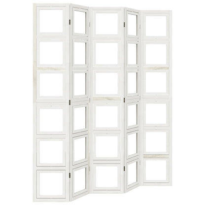 White Solid Wood 5-Panel Room Divider - Paulownia Design