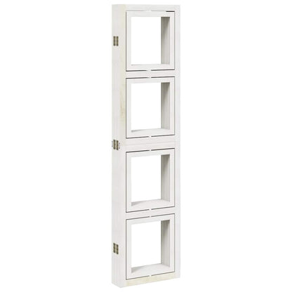 White Solid Wood Room Divider, 6 Panels, Paulownia Design
