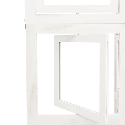 White Solid Wood Room Divider, 6 Panels, Paulownia Design