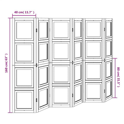 White Solid Wood Room Divider, 6 Panels, Paulownia Design
