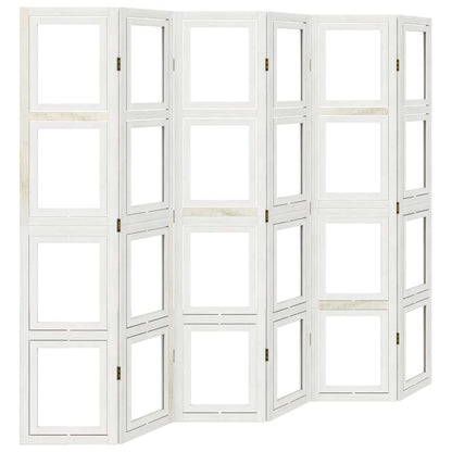 White Solid Wood 6-Panel Room Divider - Paulownia Elegance