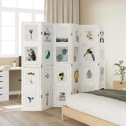 White Solid Wood 6-Panel Room Divider - Paulownia Elegance