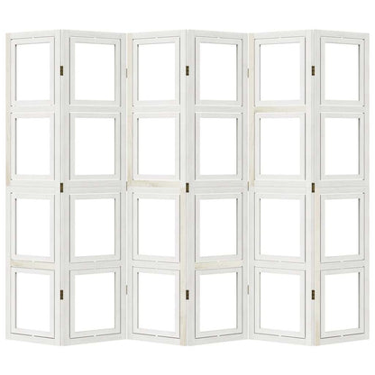 White Solid Wood 6-Panel Room Divider - Paulownia Elegance