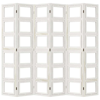 White Solid Wood Room Divider - 6 Panels, Paulownia Material