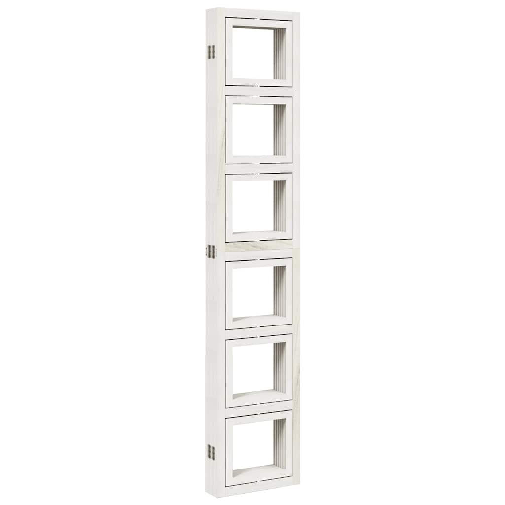 White Solid Wood Room Divider - 6 Panels, Paulownia Material