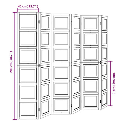 White Solid Wood Room Divider - 6 Panels, Paulownia Material