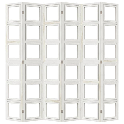 White Solid Wood Room Divider - 6 Panel Paulownia Screen