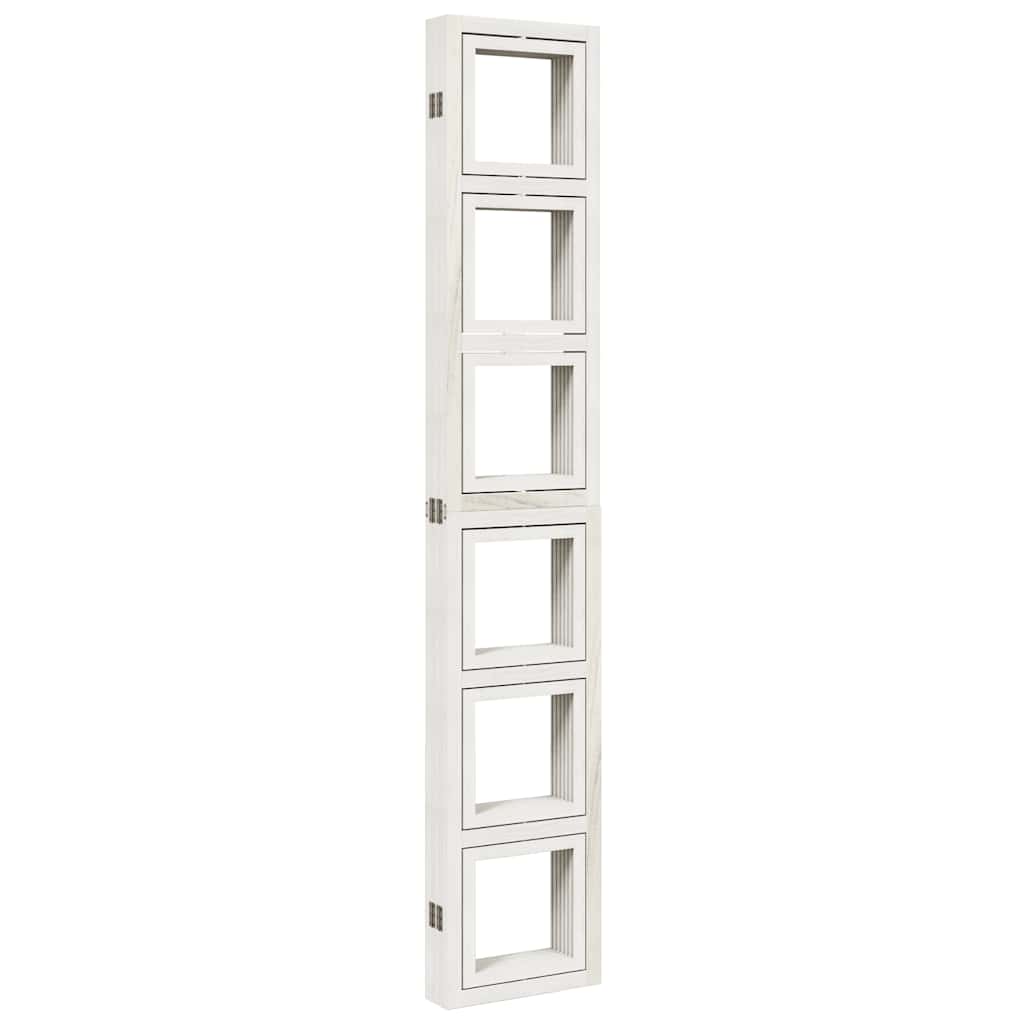 White Solid Wood Room Divider - 6 Panel Paulownia Screen