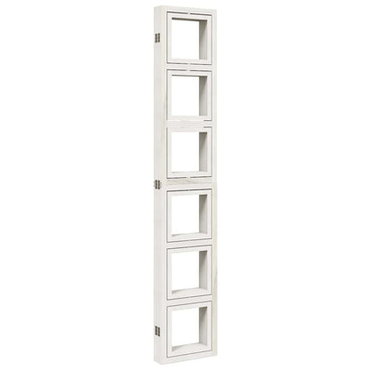 White Solid Wood Room Divider - 6 Panel Paulownia Screen