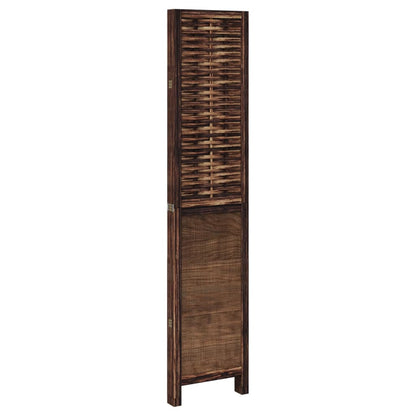 Solid Wood Room Divider - 4 Panel Dark Brown Paulownia Screen