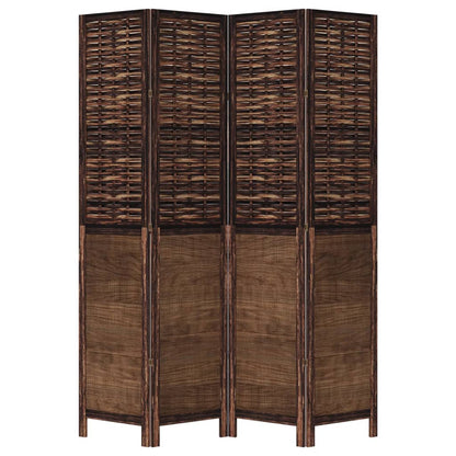 Dark Brown 4-Panel Room Divider in Solid Paulownia Wood