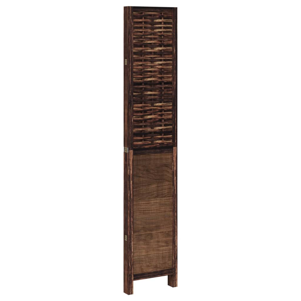 Dark Brown 4-Panel Room Divider in Solid Paulownia Wood