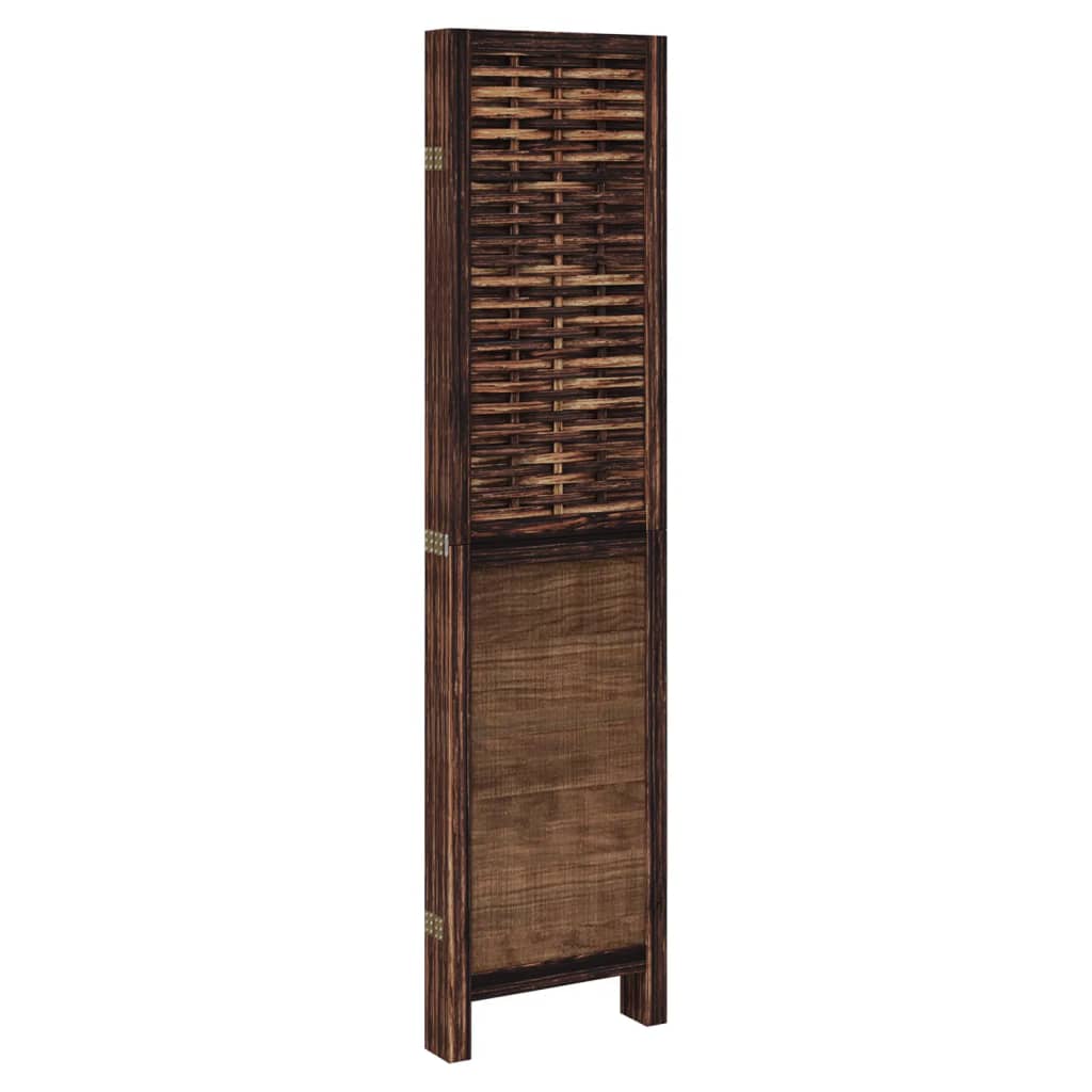 5-Panel Dark Brown Room Divider in Solid Paulownia Wood