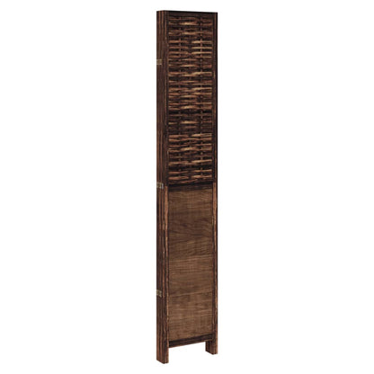 Dark Brown Solid Wood Room Divider – 5 Panels Paulownia Wood Elegance