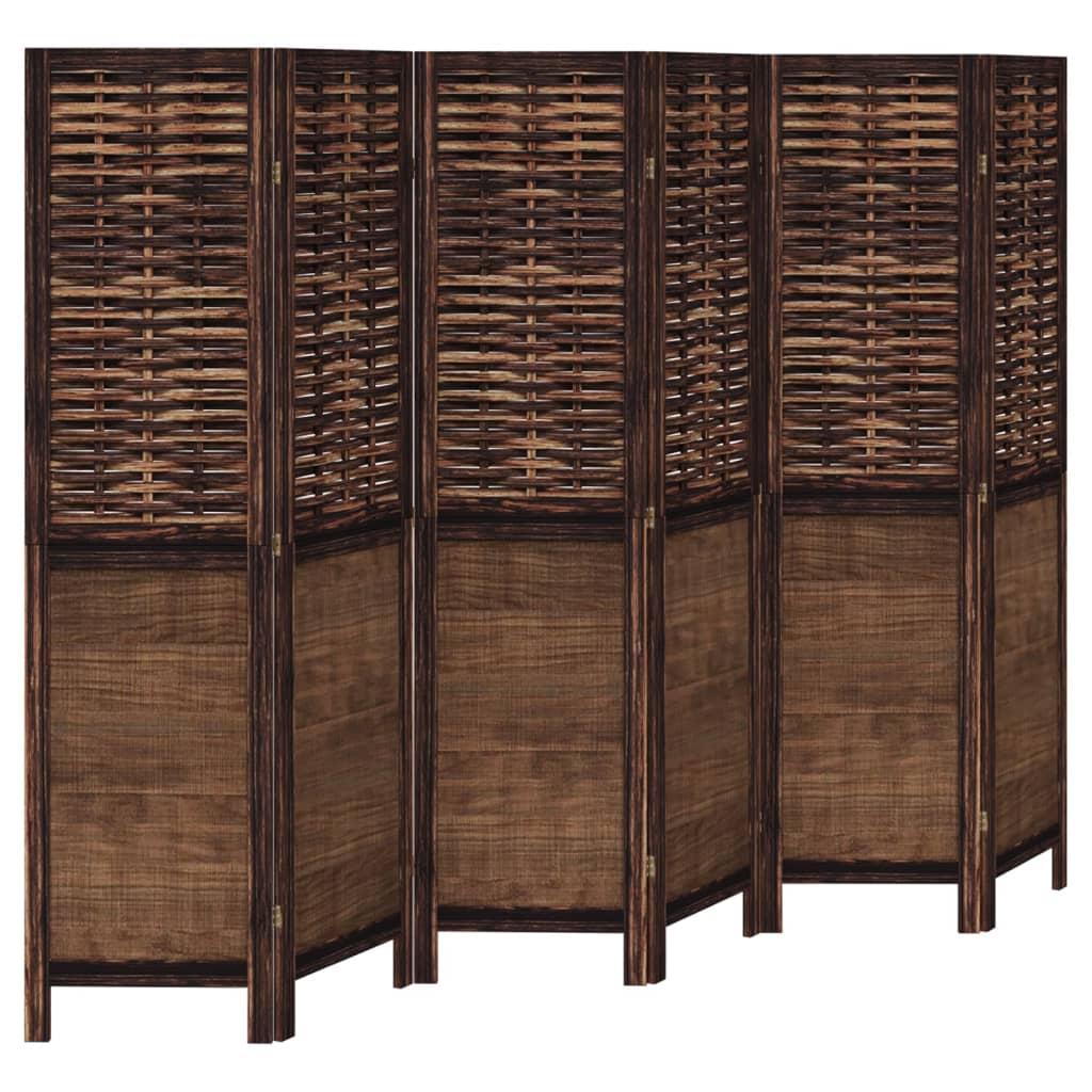 Dark Brown 6-Panel Room Divider, Solid Wood Paulownia