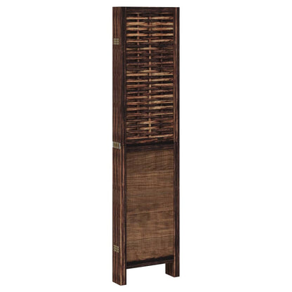 Dark Brown 6-Panel Room Divider, Solid Wood Paulownia
