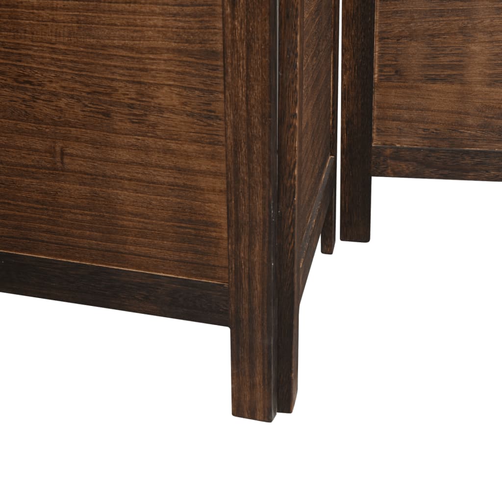 Dark Brown 6-Panel Room Divider, Solid Wood Paulownia