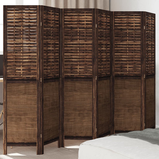 Dark Brown 6-Panel Room Divider, Solid Wood Paulownia