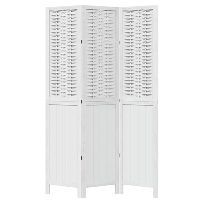 3-Panel Solid Wood Room Divider - White Paulownia Elegance