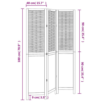 3-Panel Solid Wood Room Divider - White Paulownia Elegance
