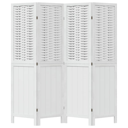 Elegant 4-Panel White Solid Wood Paulownia Room Divider