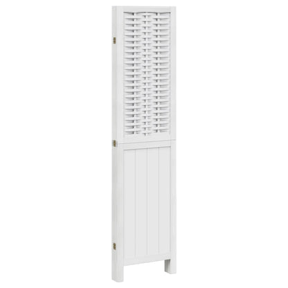 Elegant 4-Panel White Solid Wood Paulownia Room Divider