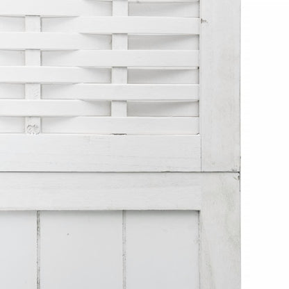 White Solid Wood Paulownia 4-Panel Room Divider