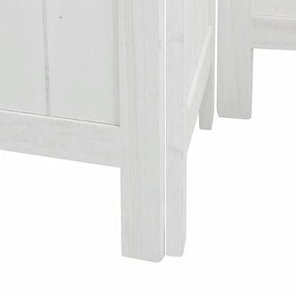 White Solid Wood Paulownia 4-Panel Room Divider