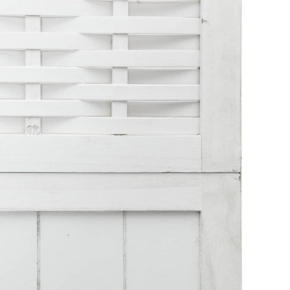 White Solid Wood 4-Panel Room Divider - Paulownia Wood Design