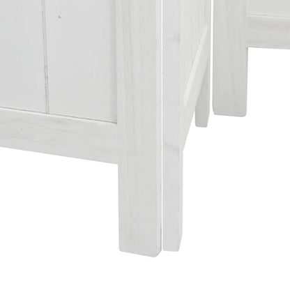5-Panel Room Divider – Solid Paulownia Wood in White