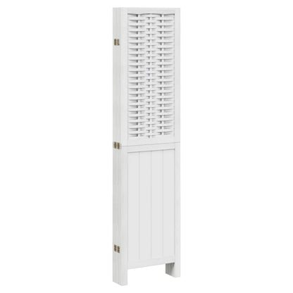 6-Panel Solid Wood Room Divider, White Paulownia Design