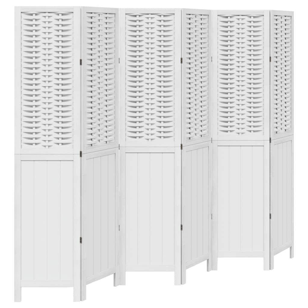 White Solid Wood Paulownia Room Divider – 6 Panels