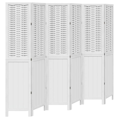 White Solid Wood Paulownia Room Divider – 6 Panels