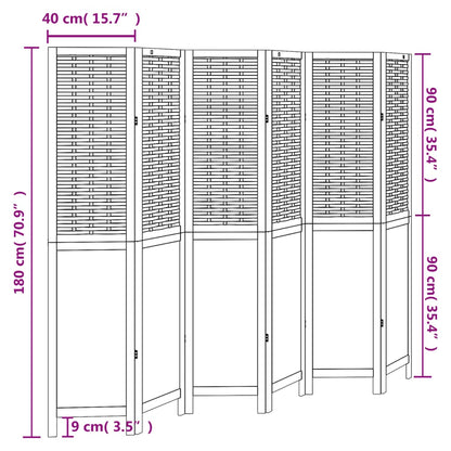 White Solid Wood Paulownia Room Divider – 6 Panels