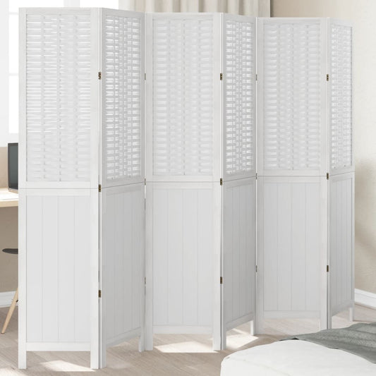 White Solid Wood Paulownia Room Divider – 6 Panels