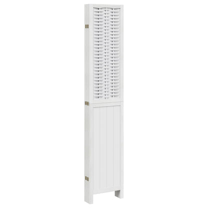 White Solid Wood Room Divider - 6 Panels, Paulownia Wood