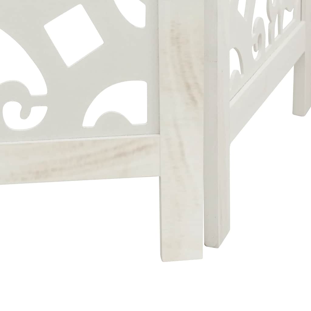 White Solid Wood Room Divider - 4 Panels in Paulownia