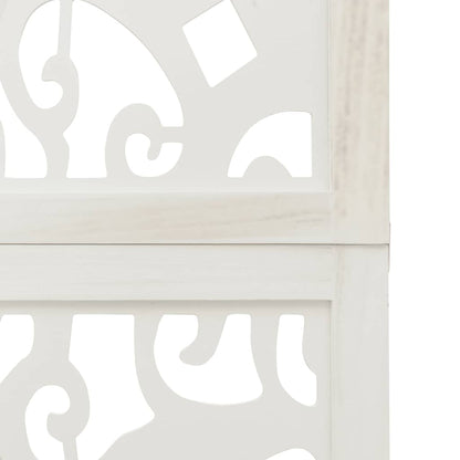 White Solid Wood 5-Panel Room Divider - Paulownia Elegance