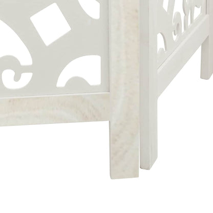 White Solid Wood 5-Panel Room Divider - Paulownia Elegance
