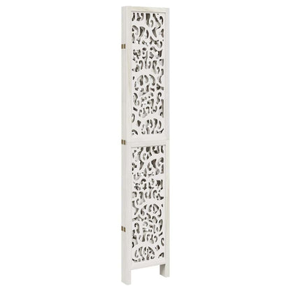 Stylish 5-Panel Room Divider in White Solid Wood Paulownia